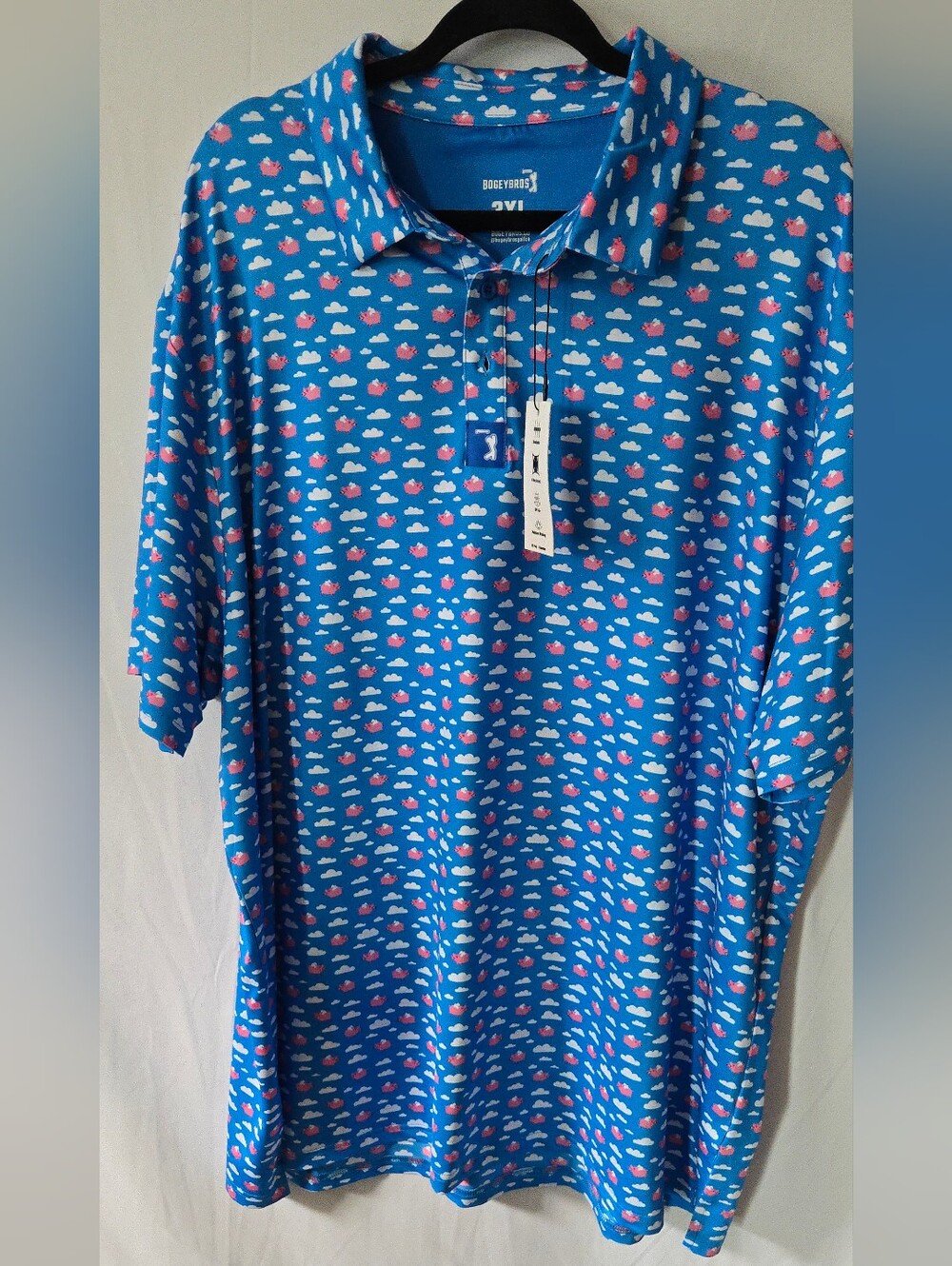 NWT Bogey Bros. Performance Golf Polo Moisture Wicking Flying Pigs Men's 3XL